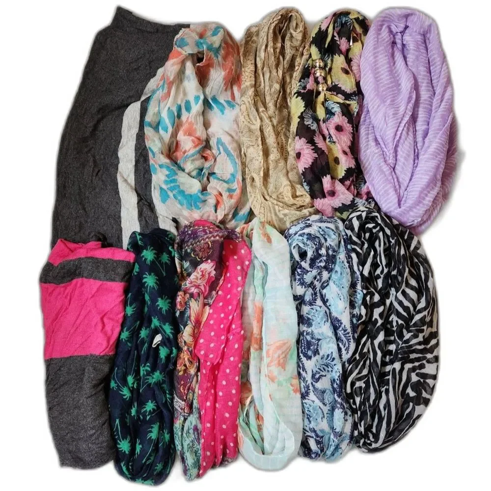 Scarf & Convertible Wrap Lot – 11 Pieces Mixed Prints & Styles